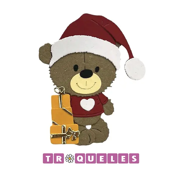 4280 Troquel Oso Navidad Con Gorro