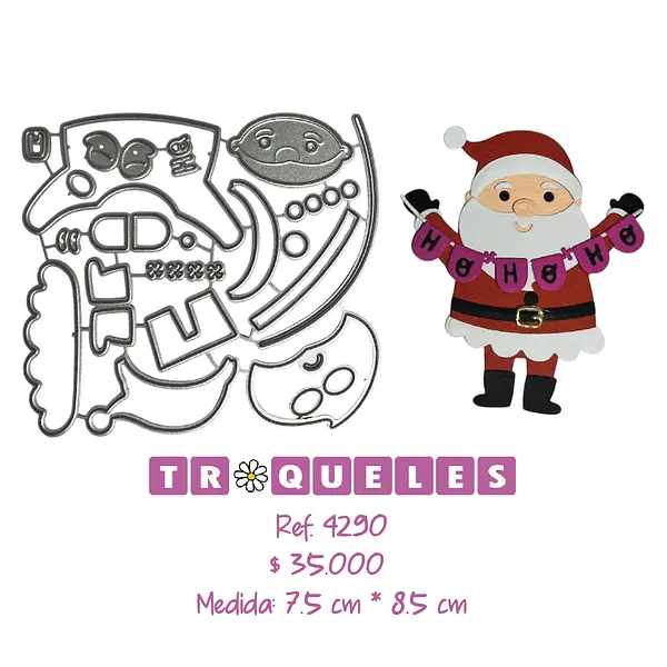 4290 Troquel Papa Noel Banderin