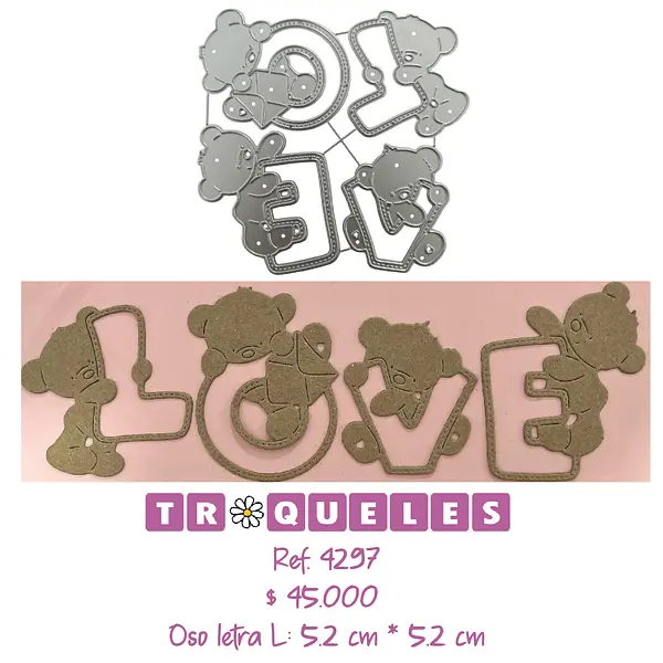 4297 Troquel Love Con Ositos