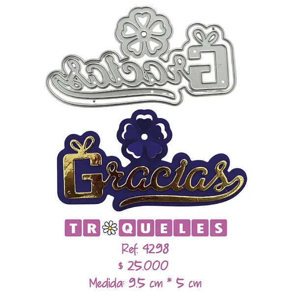 4298 Troquel Gracias Con Flor