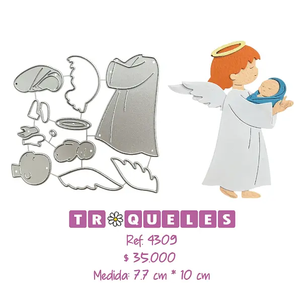 4309 Troquel Angel Con Bebe