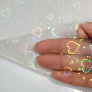 16 Hojas De Vinilo Holografico Corazones