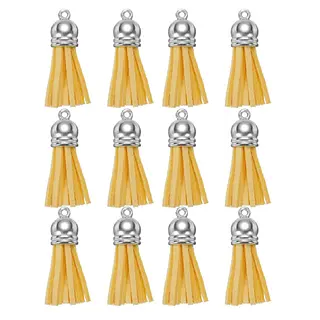 12 Borlas Cuerina Amarillas