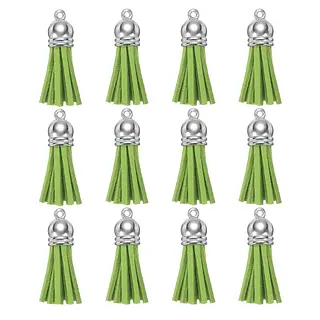 12 Borlas Cuerina Verde Claro