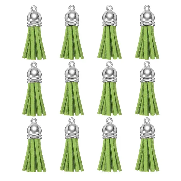 12 Borlas Cuerina Verde Claro