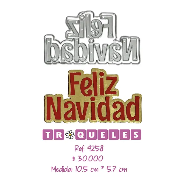 4258 Troquel Feliz Navidad Con Fondo