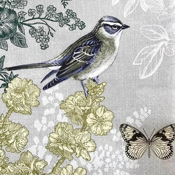 Servilleta Decorativa Pajaro Y Mariposa