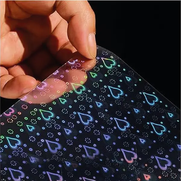 16 Hojas De Vinilo Holografico Corazones Alargados