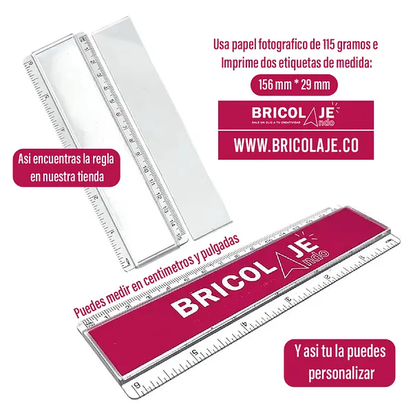 Regla Transparente Para Personalizar Pequeña