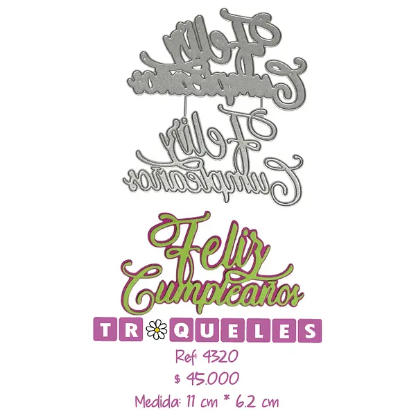 4320 Troquel Feliz Cumpleaños Cursivo