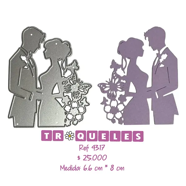 4317 Troquel Pareja Novios Mariposas