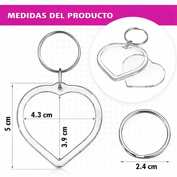Llaveros Para Personalizar Corazon * 12 Uniddades