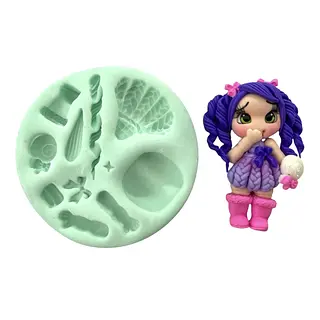 Molde Silicona Niña Pelo Morado