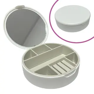 Mini Joyero Blanco Redondo Con Espejo