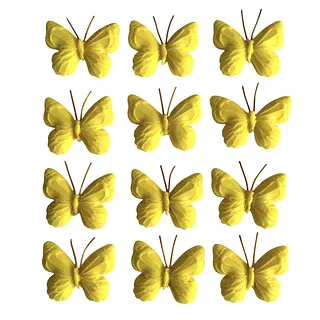 12 Mariposas Amarillas Con Antenas