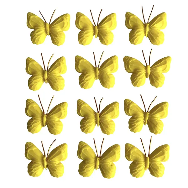 12 Mariposas Amarillas Con Antenas