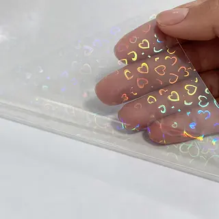 16 Hojas De Vinilo Holografico Corazones Unidos