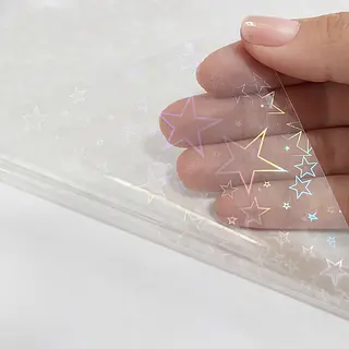 16 Hojas De Vinilo Holografico Estrellas