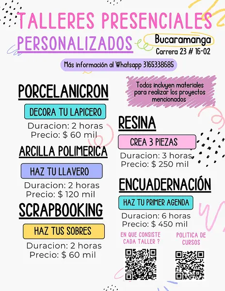 Informacion talleres presenciales personalizados