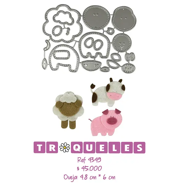 4349 Troquel Oveja, Cerdeo Y Vaca