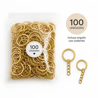 Herrajes Dorados Para Llaveros * 100 Unidades