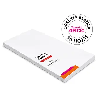 10 Hojas Opalina Blanca 180 Gr