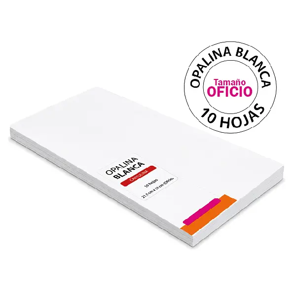 10 Hojas Opalina Blanca 180 Gr