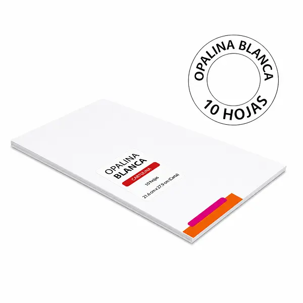 10 Hojas Opalina Blanca 180 Gr