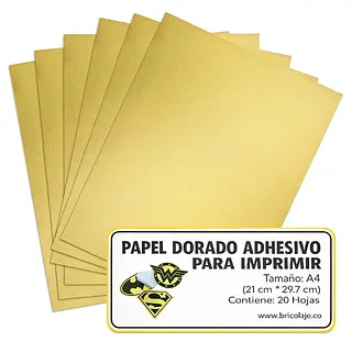 Papel Dorado Adhesivo Inkjet * 20 Hojas