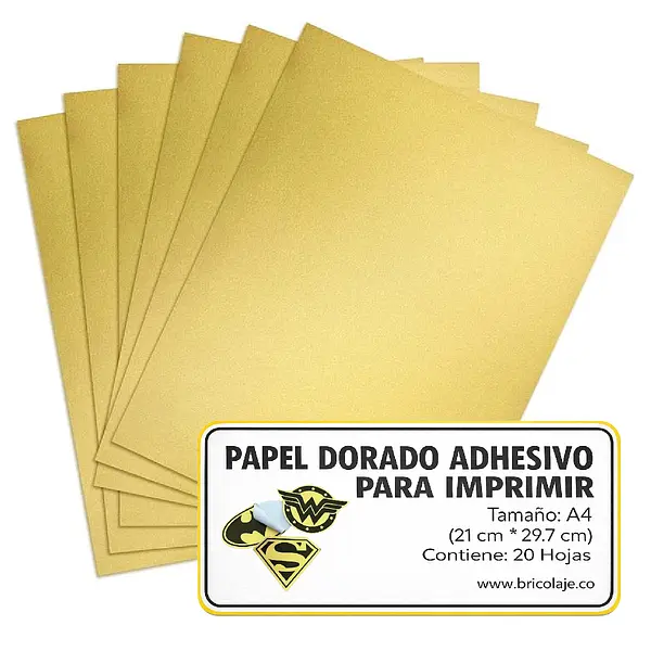 Papel Dorado Adhesivo Inkjet * 20 Hojas