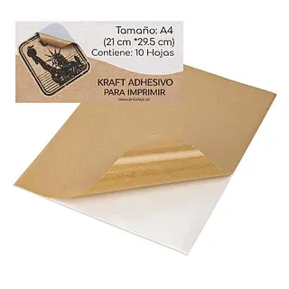 Kraft Adhesivo Para Imprimir * 10 Hojas