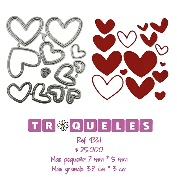4331 Troquel Mini Corazones Varios