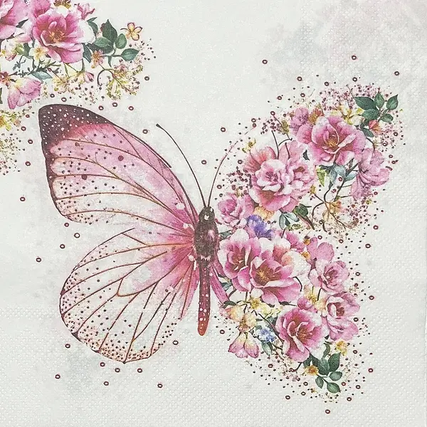 Servilleta Decorativa Mariposa Grande Flores