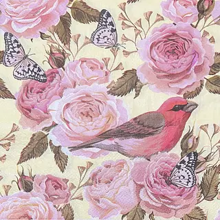 Servilleta Decorativa Rosas Y Mariposas