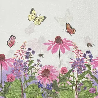 Servilleta Decorativa Flores Y Mariposas