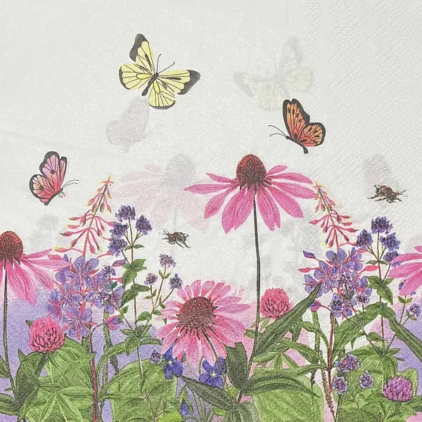 Servilleta Decorativa Flores Y Mariposas