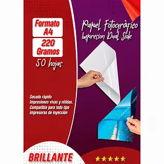 Fotografico Doble Cara Brillante 220 Gr *50 Hojas