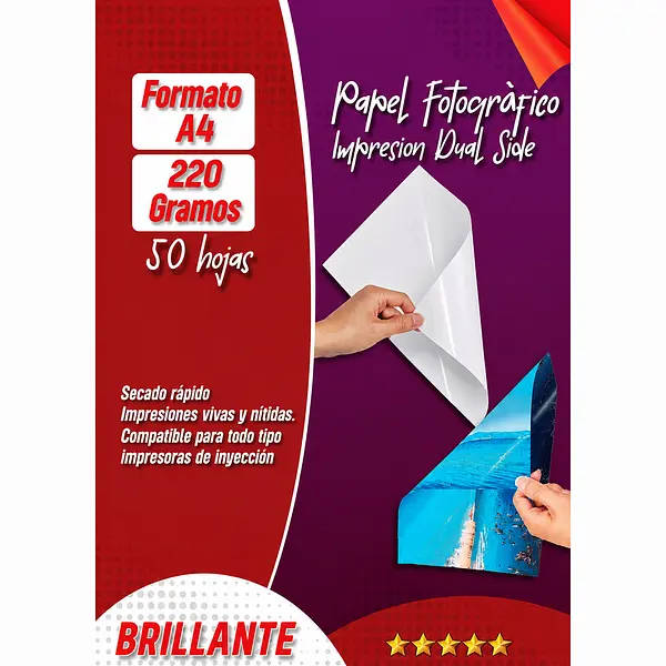 Fotografico Doble Cara Brillante 220 Gr *50 Hojas
