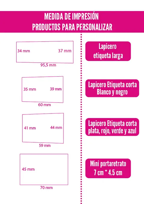 Medidas lapiceros y portaretrato iman