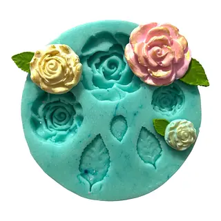 Molde Silicona Rosas Con Hojas