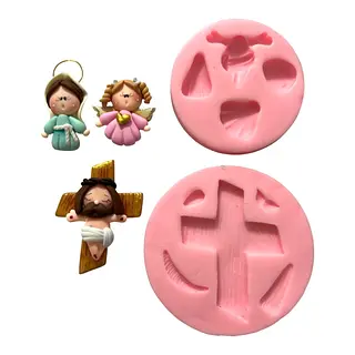 Molde Silicona Cruz, Jesus, Maria Y Angel