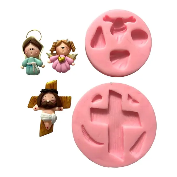 Molde Silicona Cruz, Jesus, Maria Y Angel