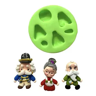 Molde Silicona Mama Noel, Cascanues Y Papa Noel