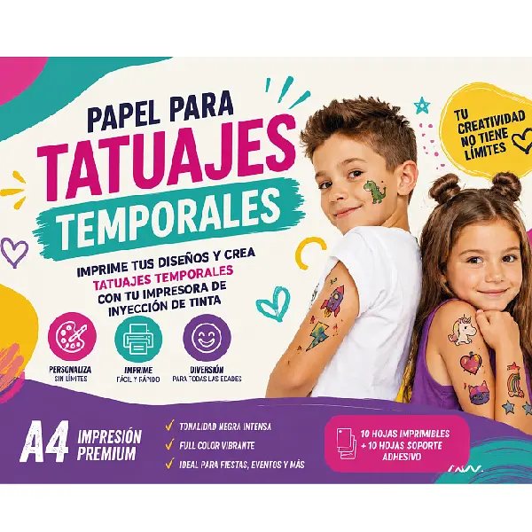Papel Para Tatuajes Temporales Inkjet