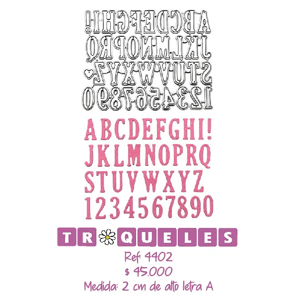 4402 Troquel Abecedario Mayuscula Con Numeros
