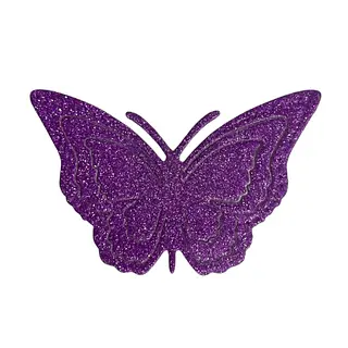 12 Mariposas Medianas Troqueladas Glitter Morado