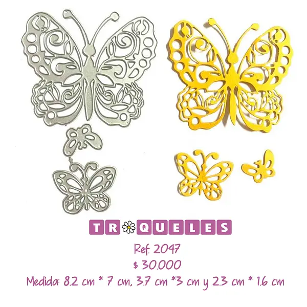 T2047 Troquel Mariposas * 3 Pz
