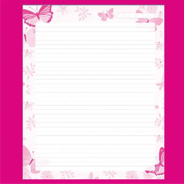 100 Hojas Para Agendas Mariposas Magenta