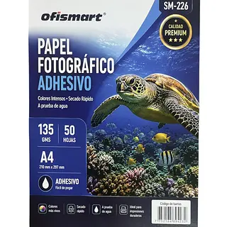 Papel Fotografico Adhesivo 135 Gr * 50 Hojas