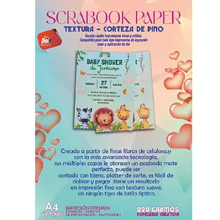 Papel Textura Corteza De Pino 230 Gr* 50 Hojas